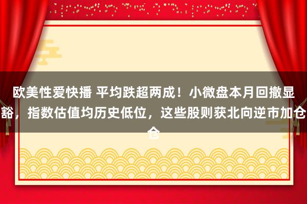 欧美性爱快播 平均跌超两成！小微盘本月回撤显豁，指数估值均历史低位，这些股则获北向逆市加仓