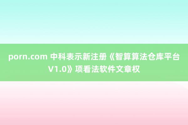 porn.com 中科表示新注册《智算算法仓库平台V1.0》项看法软件文章权