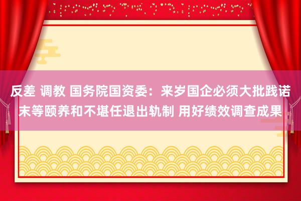 反差 调教 国务院国资委：来岁国企必须大批践诺末等颐养和不堪任退出轨制 用好绩效调查成果