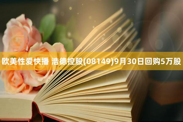 欧美性爱快播 浩德控股(08149)9月30日回购5万股