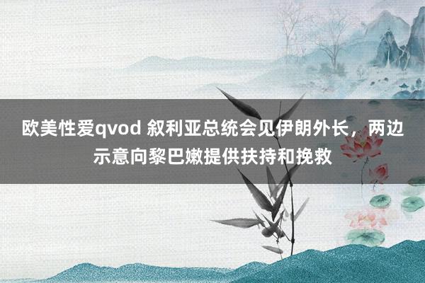 欧美性爱qvod 叙利亚总统会见伊朗外长，两边示意向黎巴嫩提供扶持和挽救