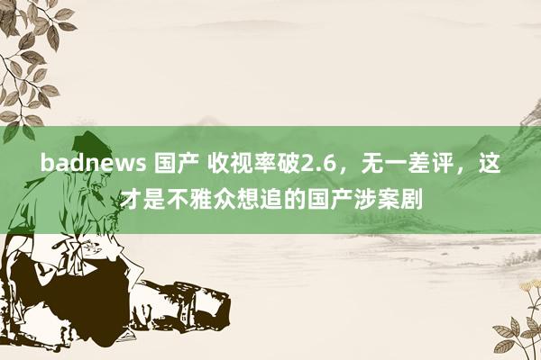 badnews 国产 收视率破2.6，无一差评，这才是不雅众想追的国产涉案剧