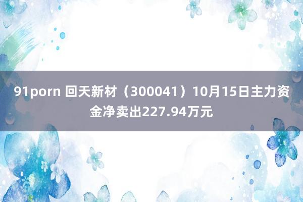 91porn 回天新材（300041）10月15日主力资金净卖出227.94万元