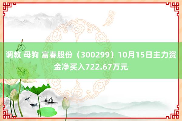 调教 母狗 富春股份（300299）10月15日主力资金净买入722.67万元