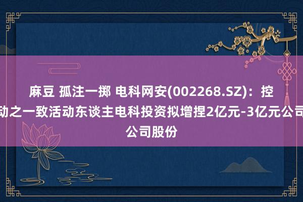 麻豆 孤注一掷 电科网安(002268.SZ)：控股推动之一致活动东谈主电科投资拟增捏2亿元-3亿元公司股份