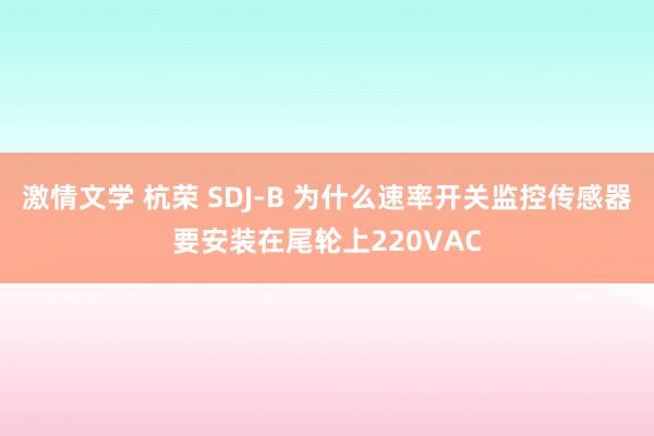 激情文学 杭荣 SDJ-B 为什么速率开关监控传感器要安装在尾轮上220VAC