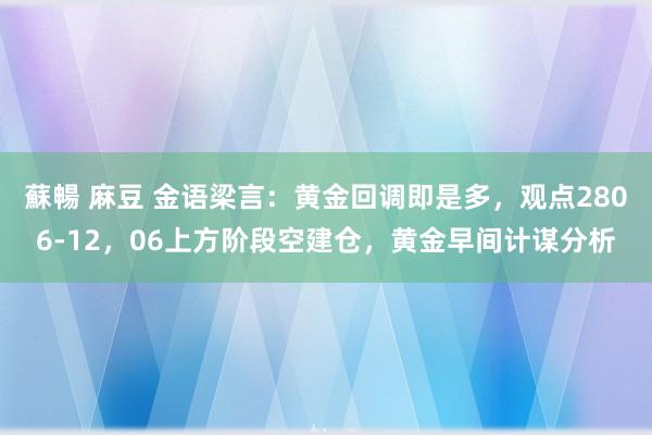 蘇暢 麻豆 金语梁言：黄金回调即是多，观点2806-12，06上方阶段空建仓，黄金早间计谋分析