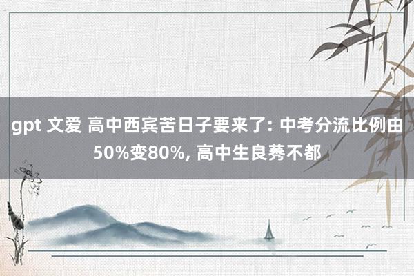 gpt 文爱 高中西宾苦日子要来了: 中考分流比例由50%变80%， 高中生良莠不都