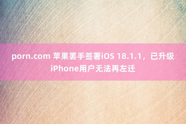 porn.com 苹果罢手签署iOS 18.1.1，已升级iPhone用户无法再左迁