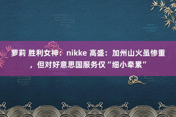 萝莉 胜利女神：nikke 高盛：加州山火虽惨重，但对好意思国服务仅“细小牵累”