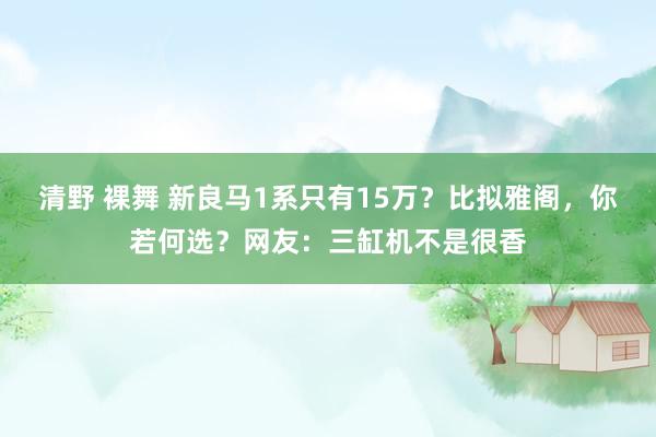 清野 裸舞 新良马1系只有15万？比拟雅阁，你若何选？网友：三缸机不是很香